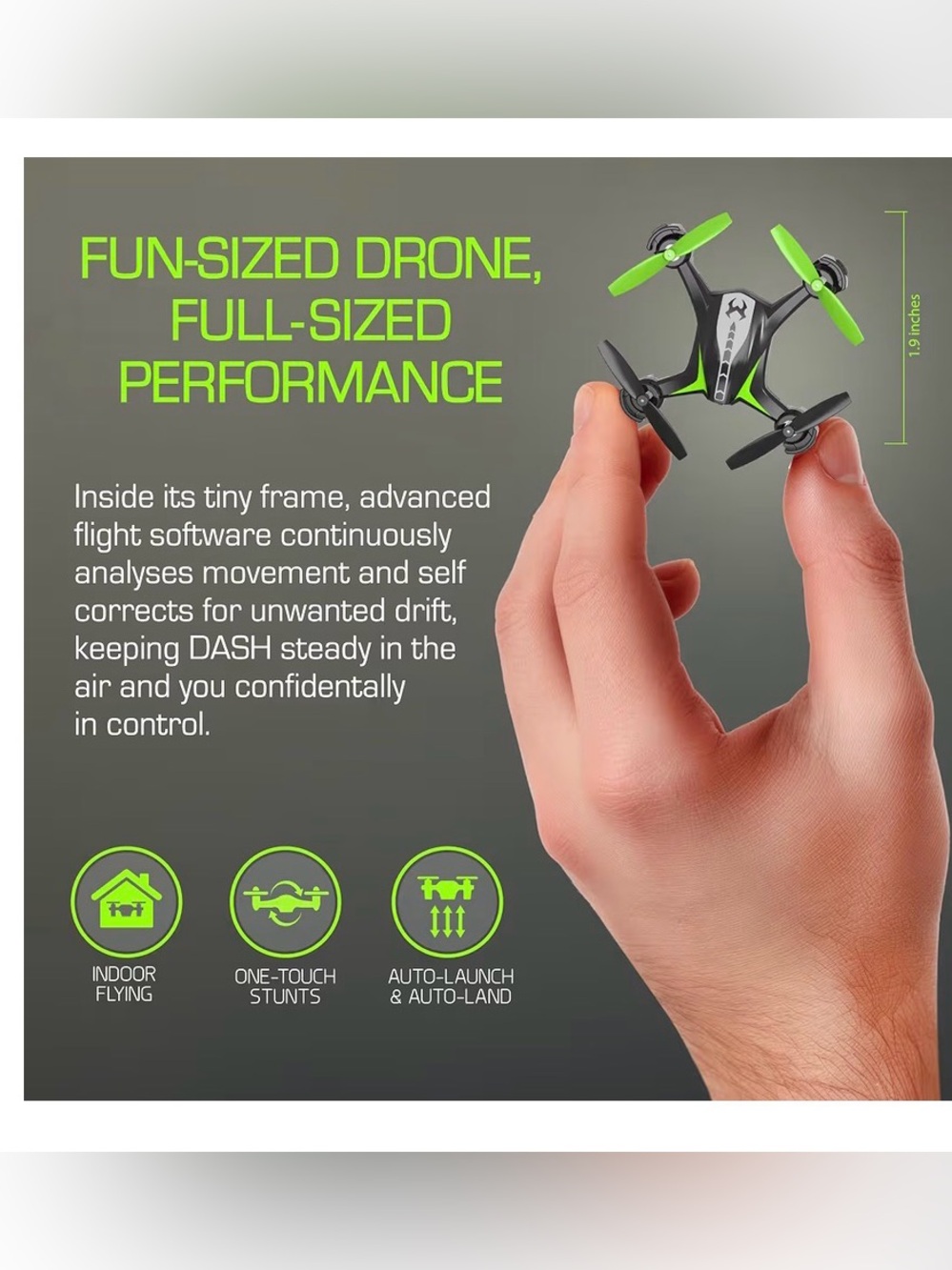 Tiny Dash Nano Drone in Black & Neon Green